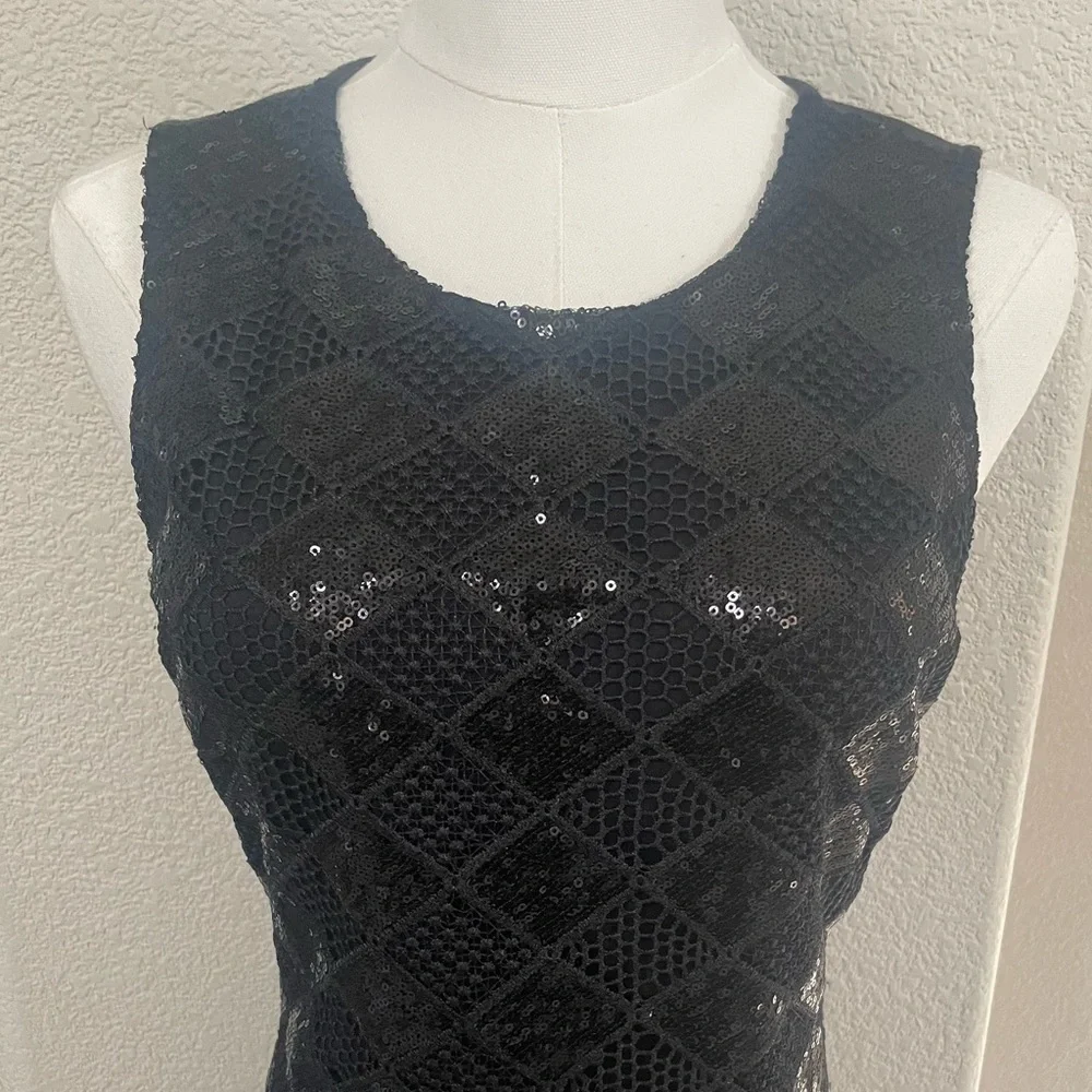 Armani Exchange Black Lace Sequin Sheath Dress Size S - Picture 3 of 15